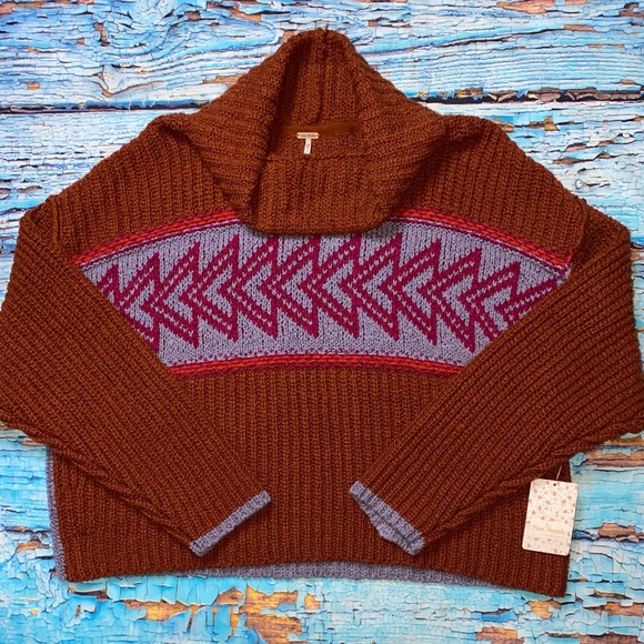 Free People Greater Than Cowl Neck Knit Sweater - Picture 1 of 4